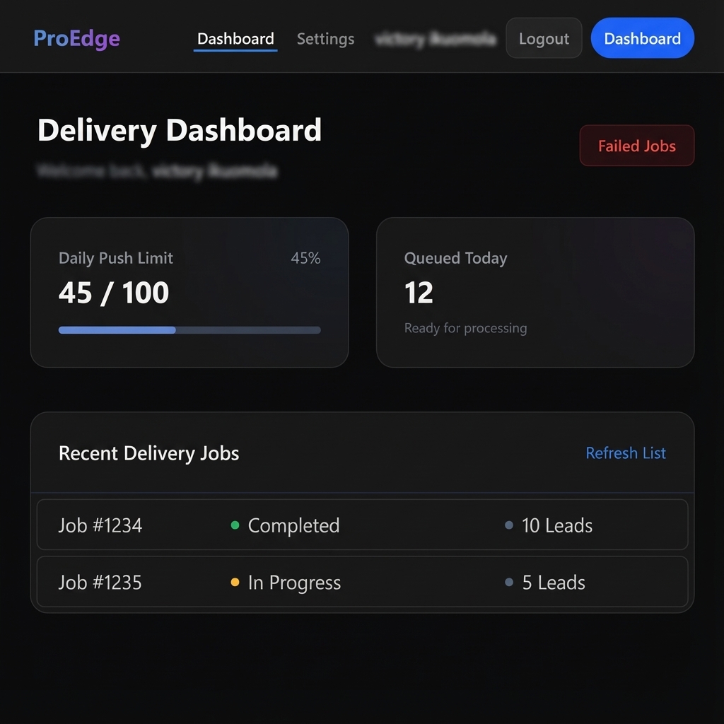 ProEdge Dashboard Interface